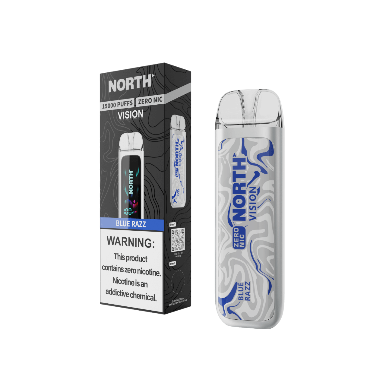 North Vision No Nicotine 15K Vape Disposable - Blue Razz