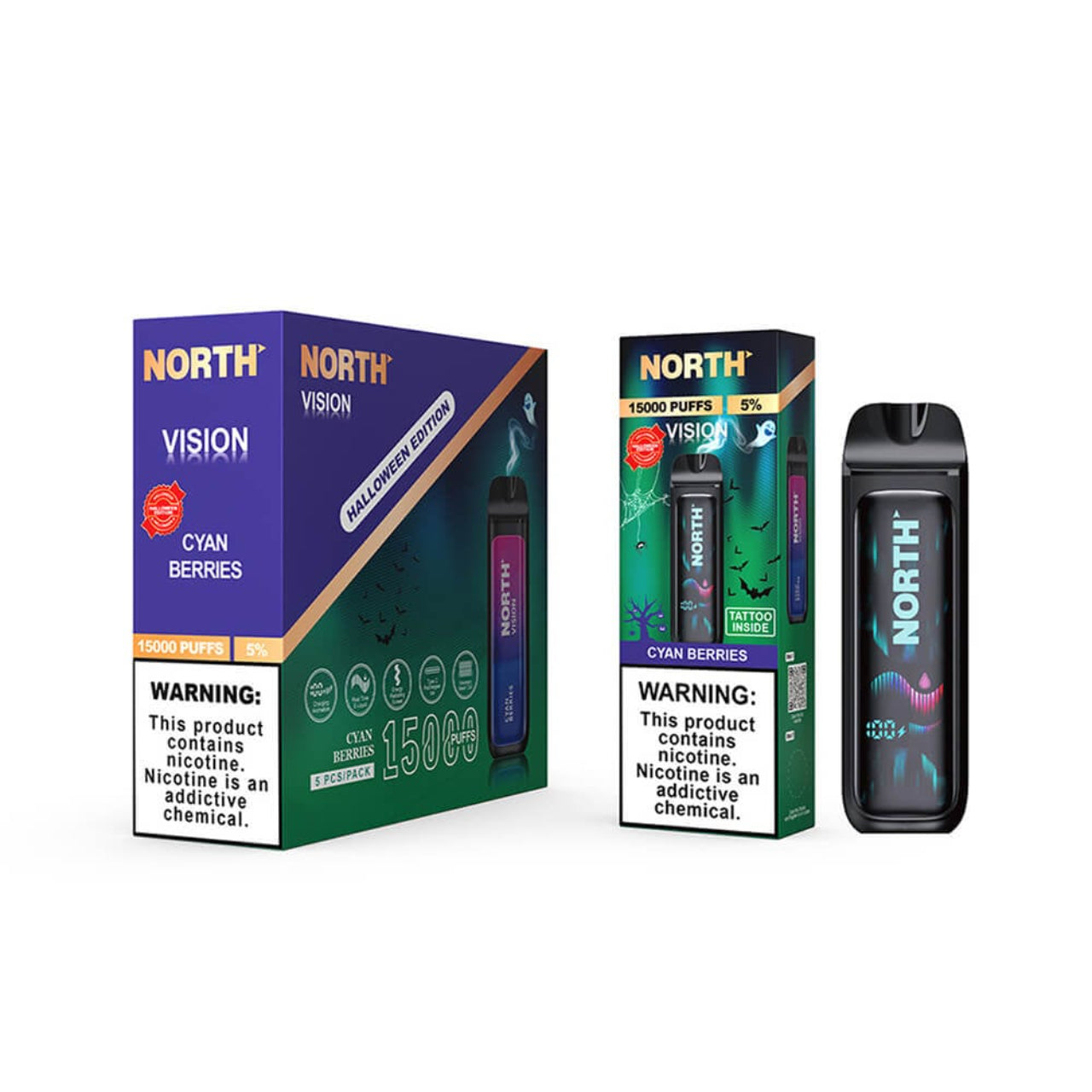 North Vision Disposable Vape 15K Puff - Halloween Edition - Cyan Berries