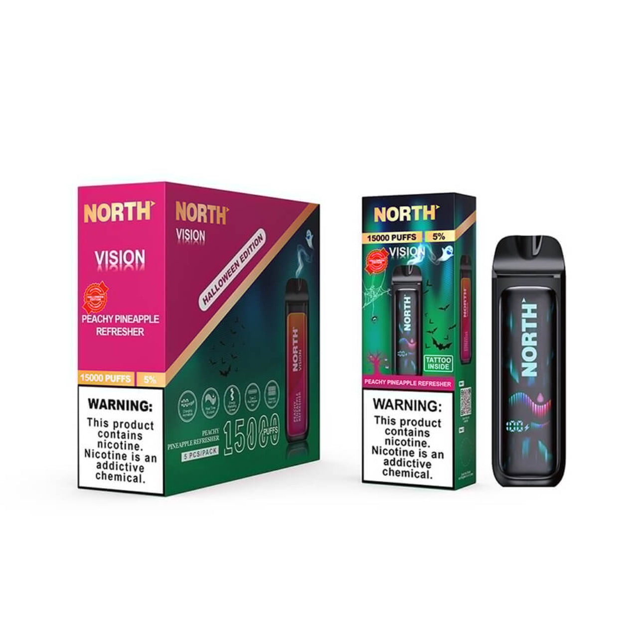 North Vision Disposable Vape 15K Puff - Halloween Edition - Peachy Pineapple Refresher