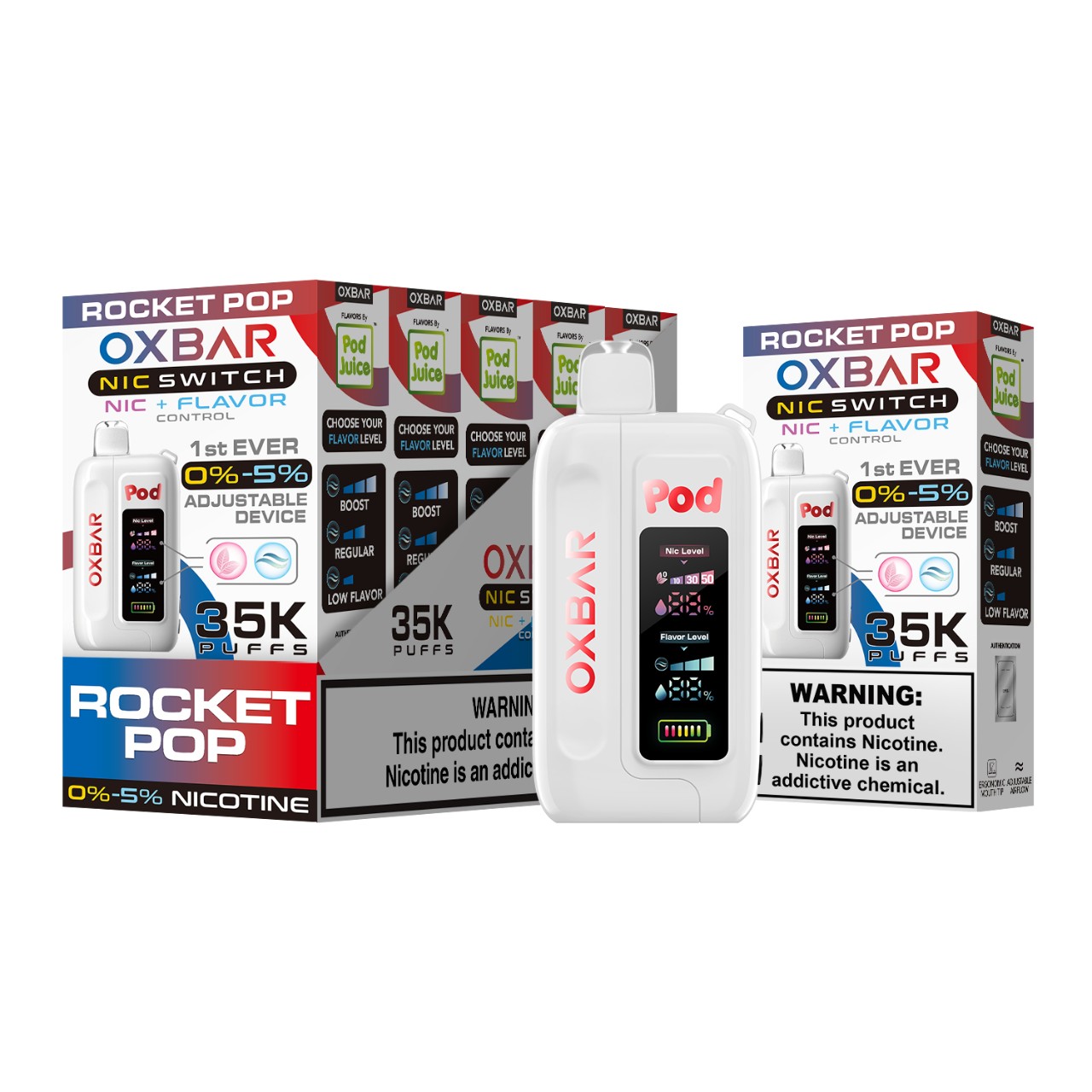 OXBAR NIC Switch Pod Juice Disposable Vape 35K - Rocket Pop