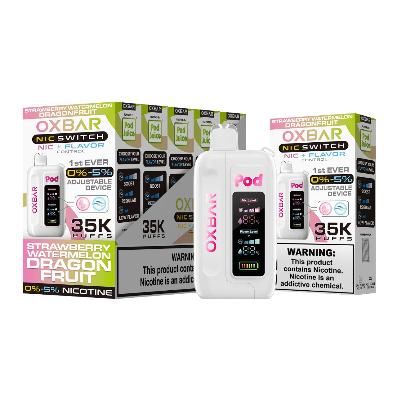 OXBAR NIC Switch Pod Juice Disposable Vape 35K - Strawberry Watermelon Dragonfruit