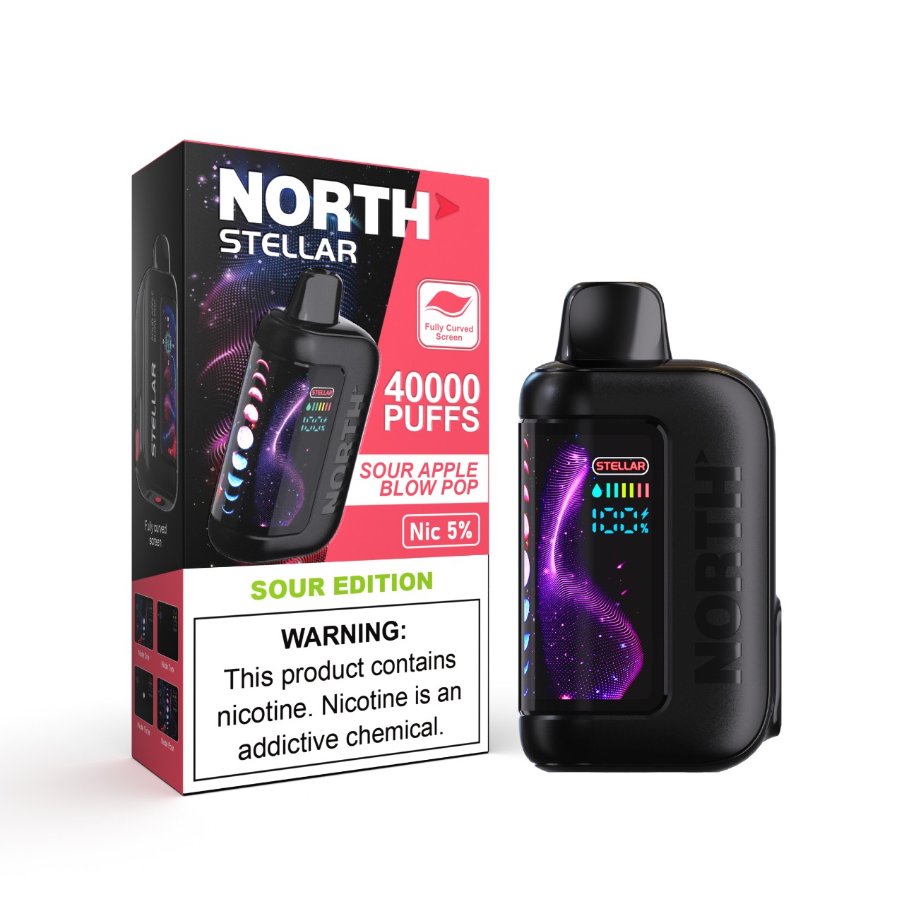 North Stellar Dark Moon 40K Vape Disposable - Sour Edition - Sour Apple Blow Pop