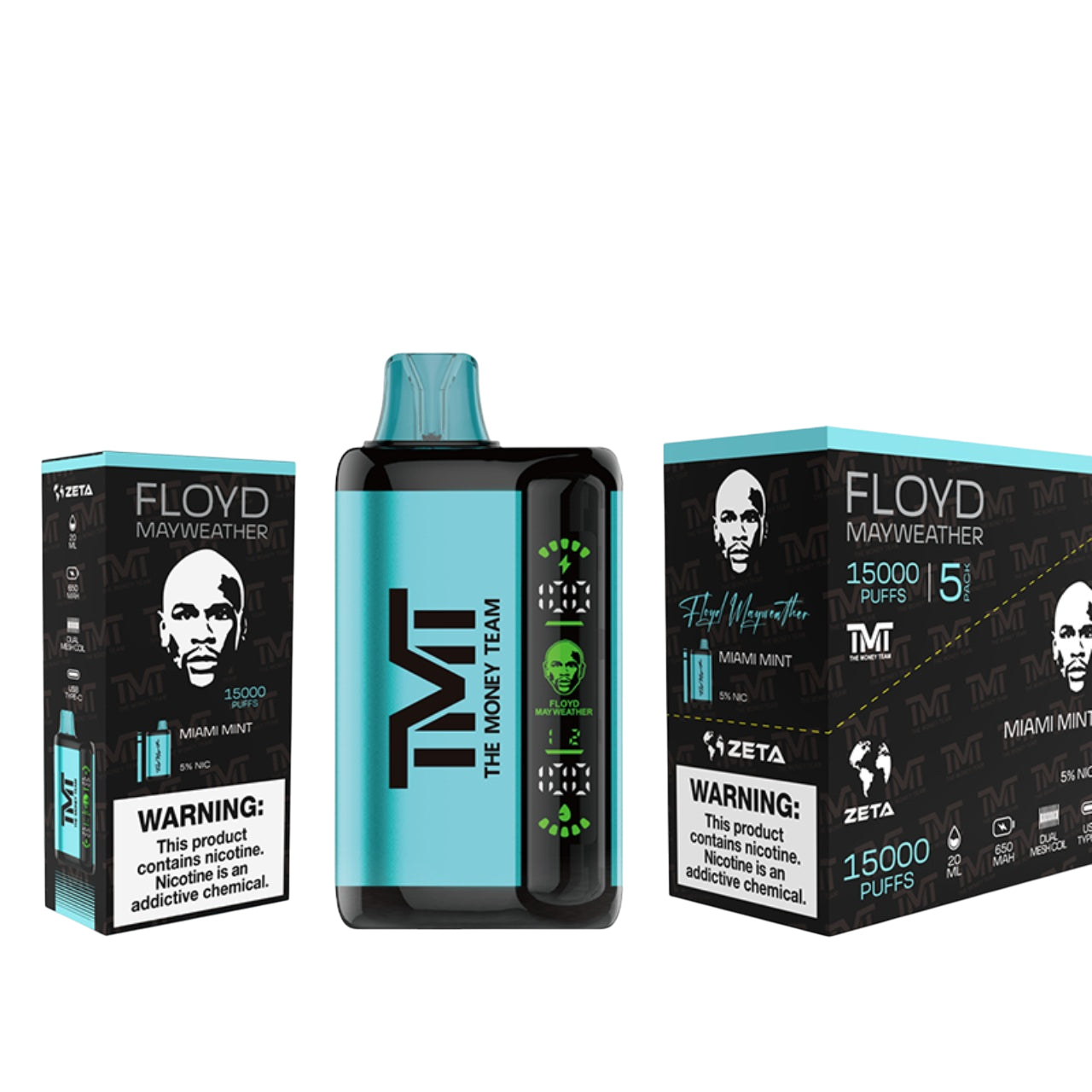 TMT Floyd Mayweather 15K Disposable Vape - Miami Mint