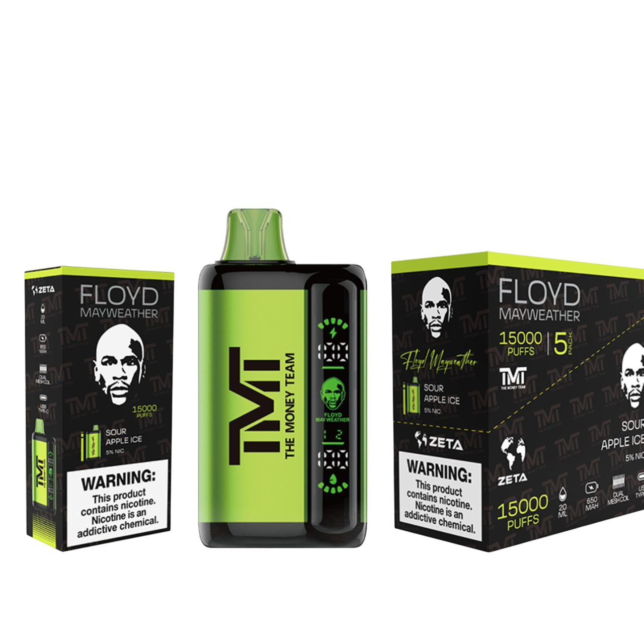 TMT Floyd Mayweather 15K Disposable Vape - Sour Apple Ice