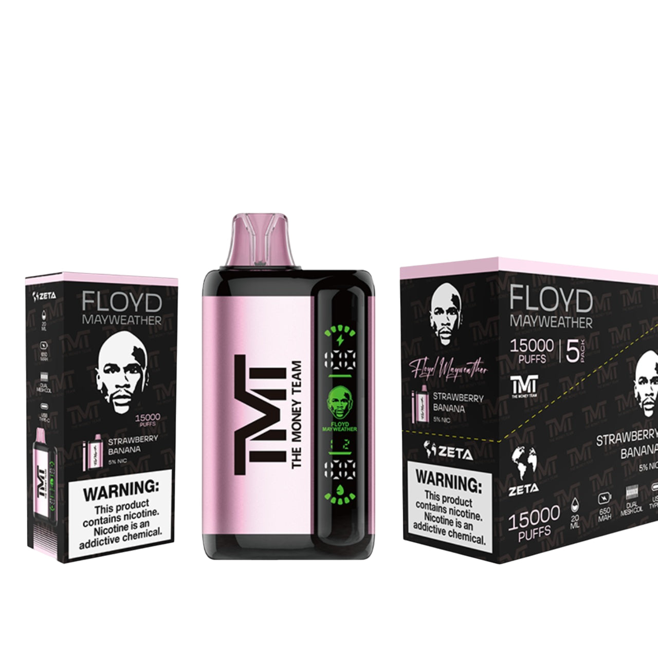 TMT Floyd Mayweather 15K Disposable Vape - Strawberry Banana