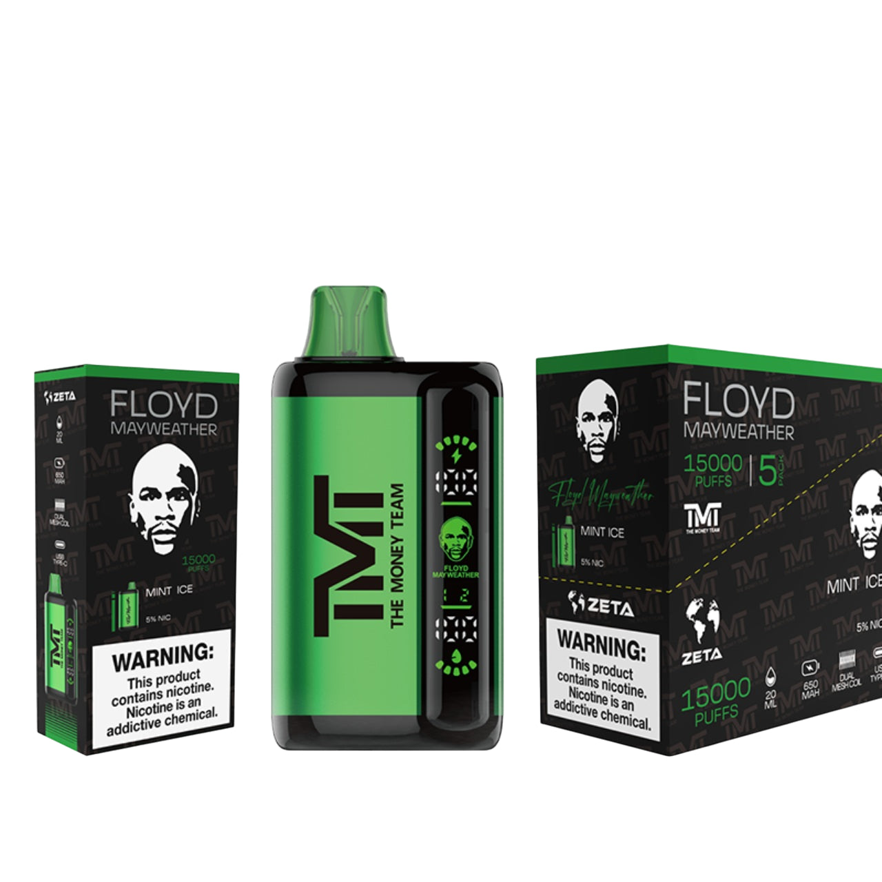 TMT Floyd Mayweather 15K Disposable Vape - Mint Ice