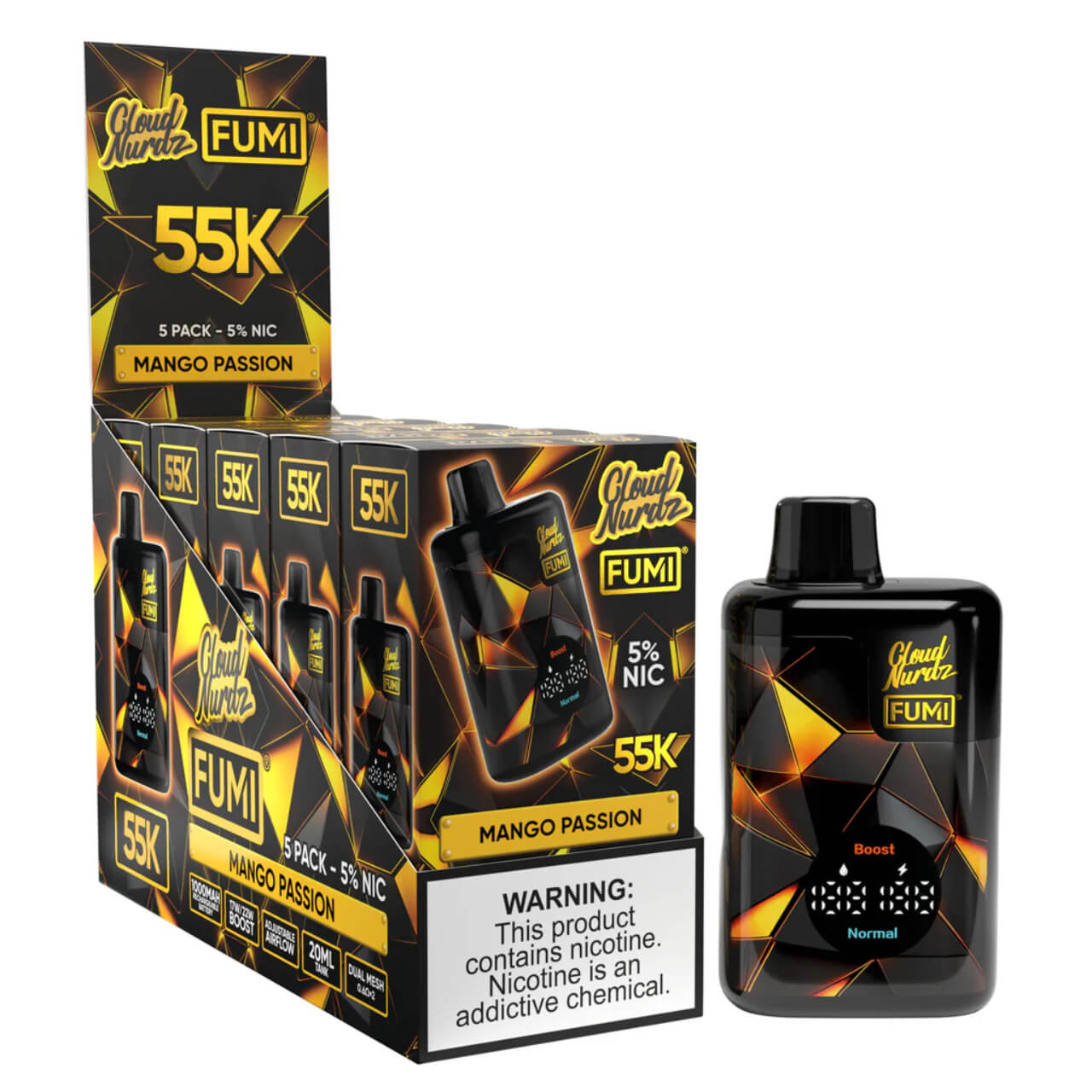 55K Puffs Disposable Vape Fumi X Cloud Nurdz High Capacity - Mango Passion