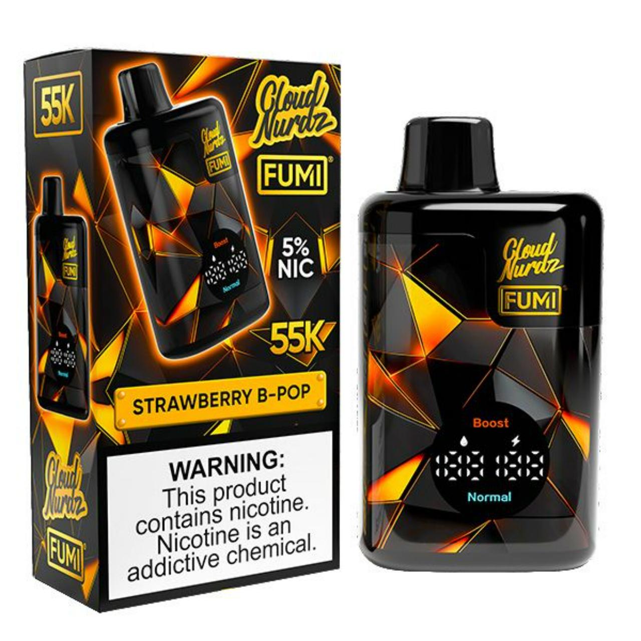 55K Puffs Disposable Vape Fumi X Cloud Nurdz High Capacity - Strawberry B - Pop*