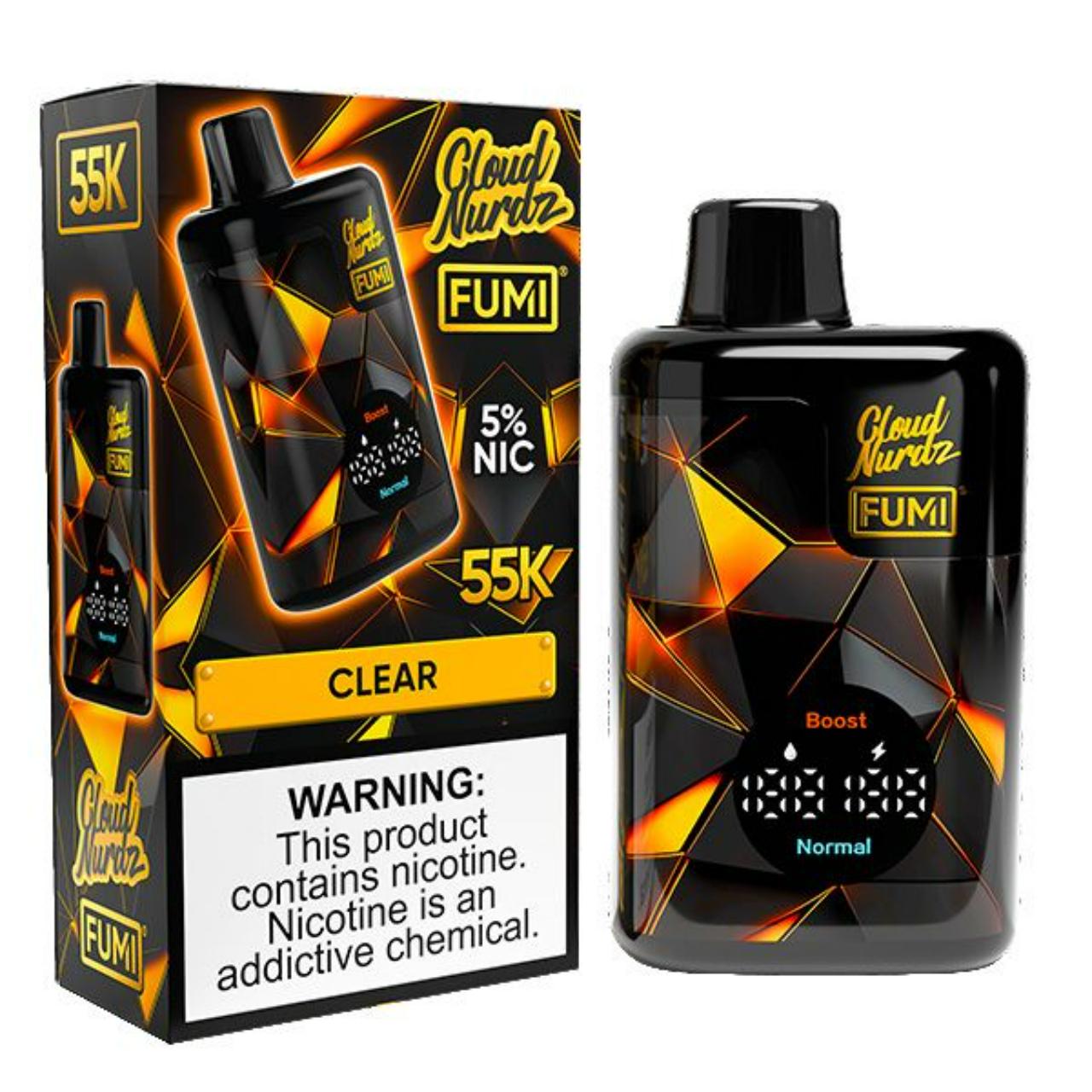 55K Puffs Disposable Vape Fumi X Cloud Nurdz High Capacity - Clear