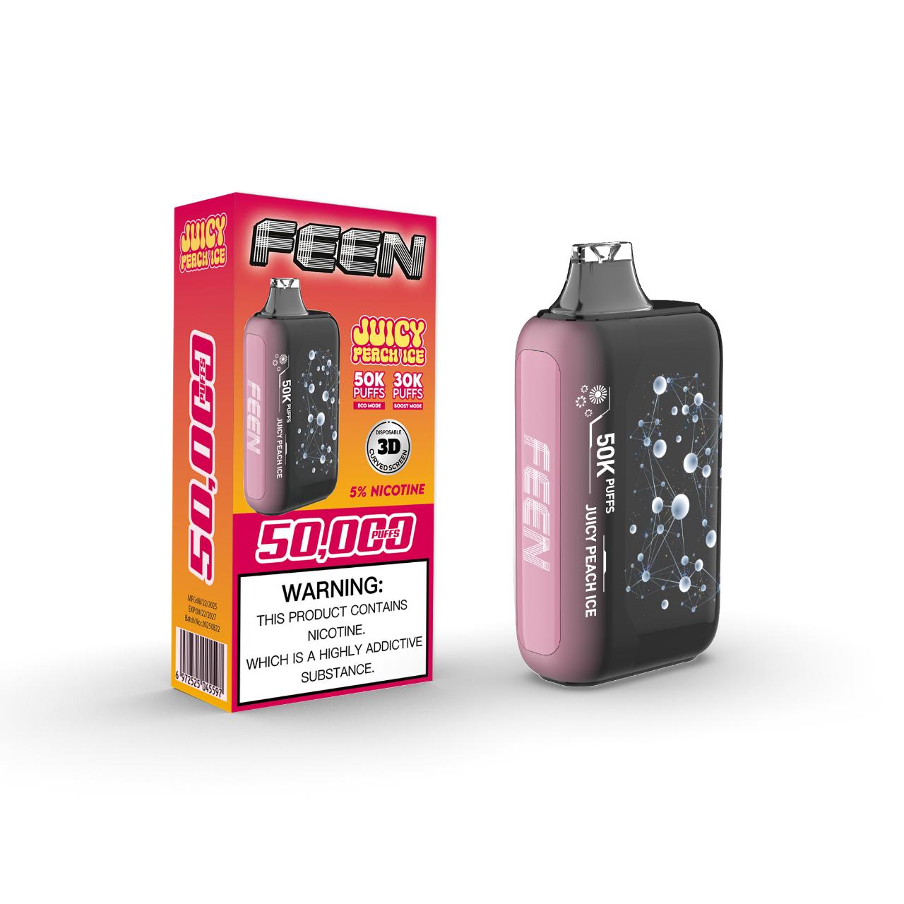 Feen 50000 Puffs Disposable Vape High Capacity - Juicy Peach Ice