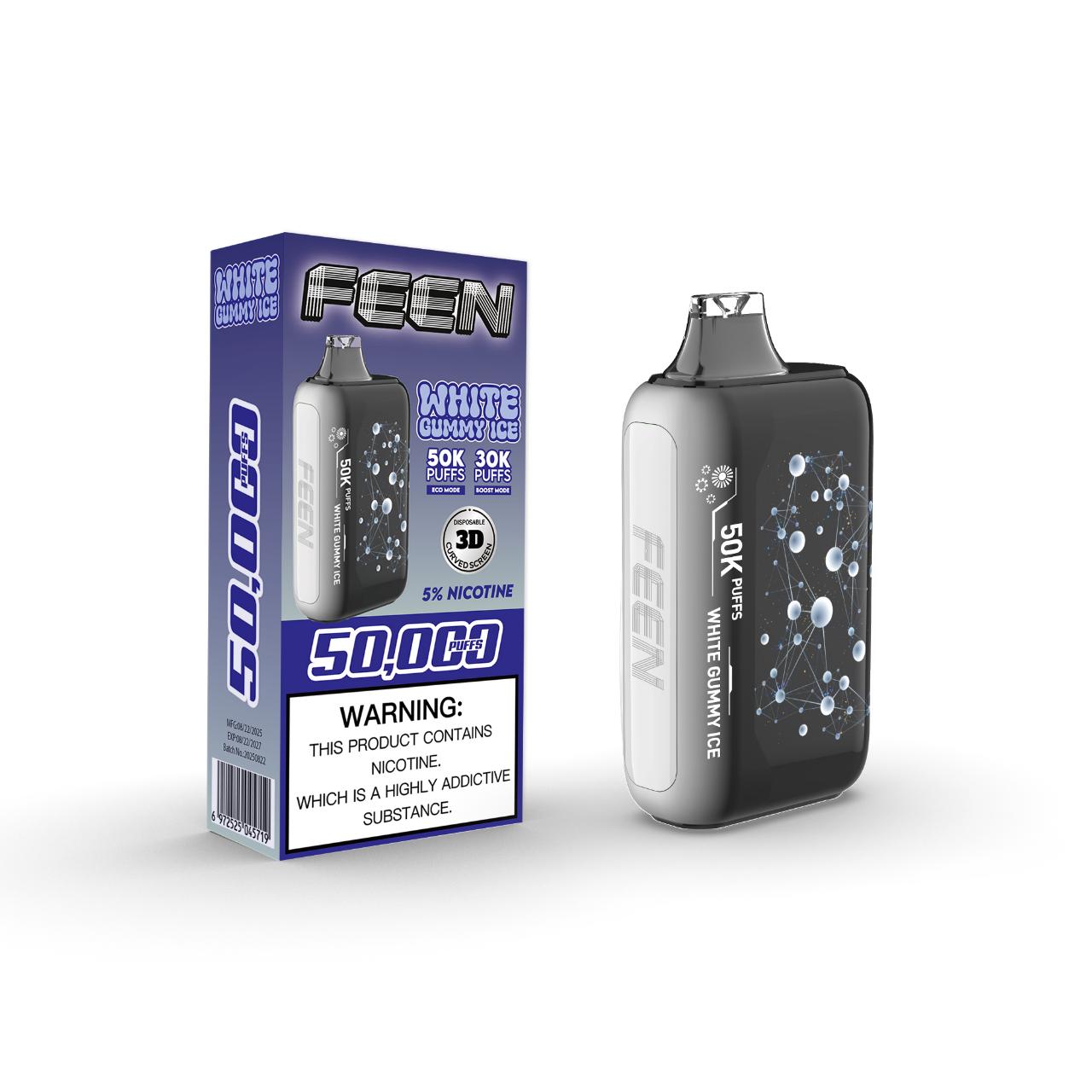 Feen 50000 Puffs Disposable Vape High Capacity - White Gummy Ice