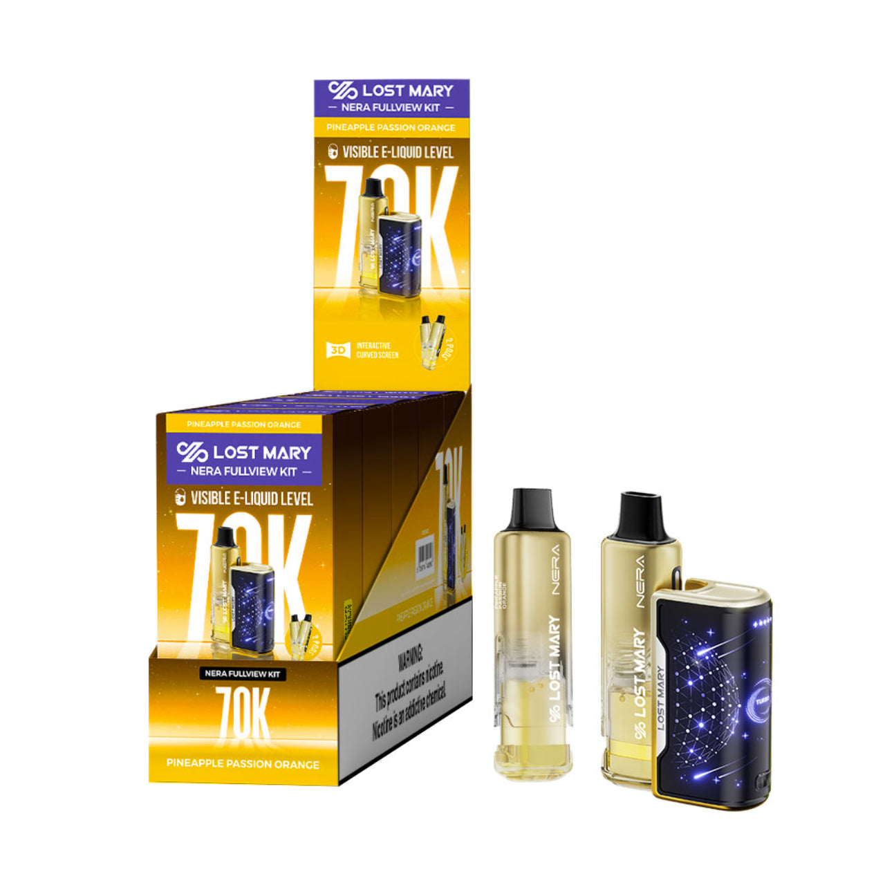 Lost Mary Nera Disposable Vape Fullview Kit 70K Puffs - Pineapple Passion Orange