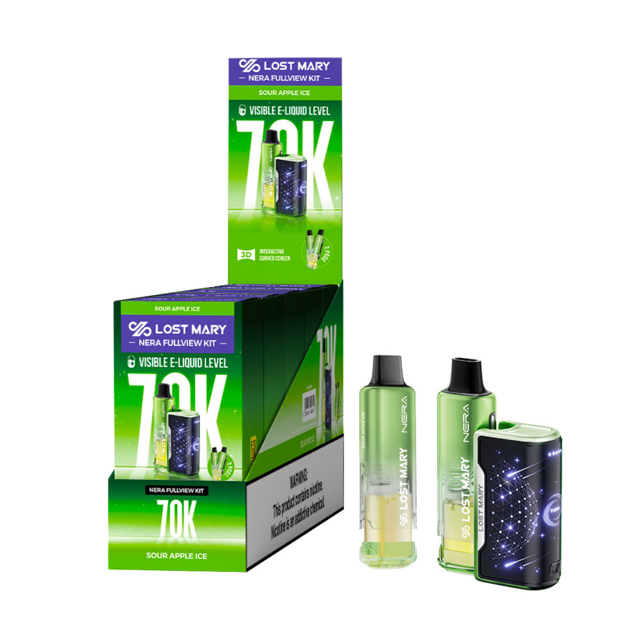 Lost Mary Nera Disposable Vape Fullview Kit 70K Puffs - Sour Apple Ice