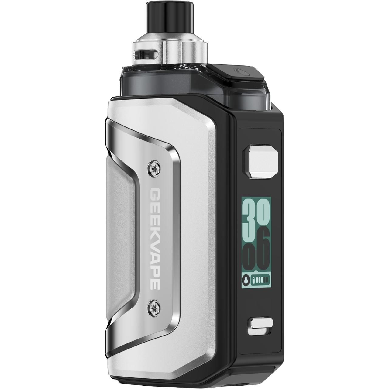 GeekVape Aegis Hero 5 Vape Kit Refillable Pod Adjustable Wattage - Steel Silver