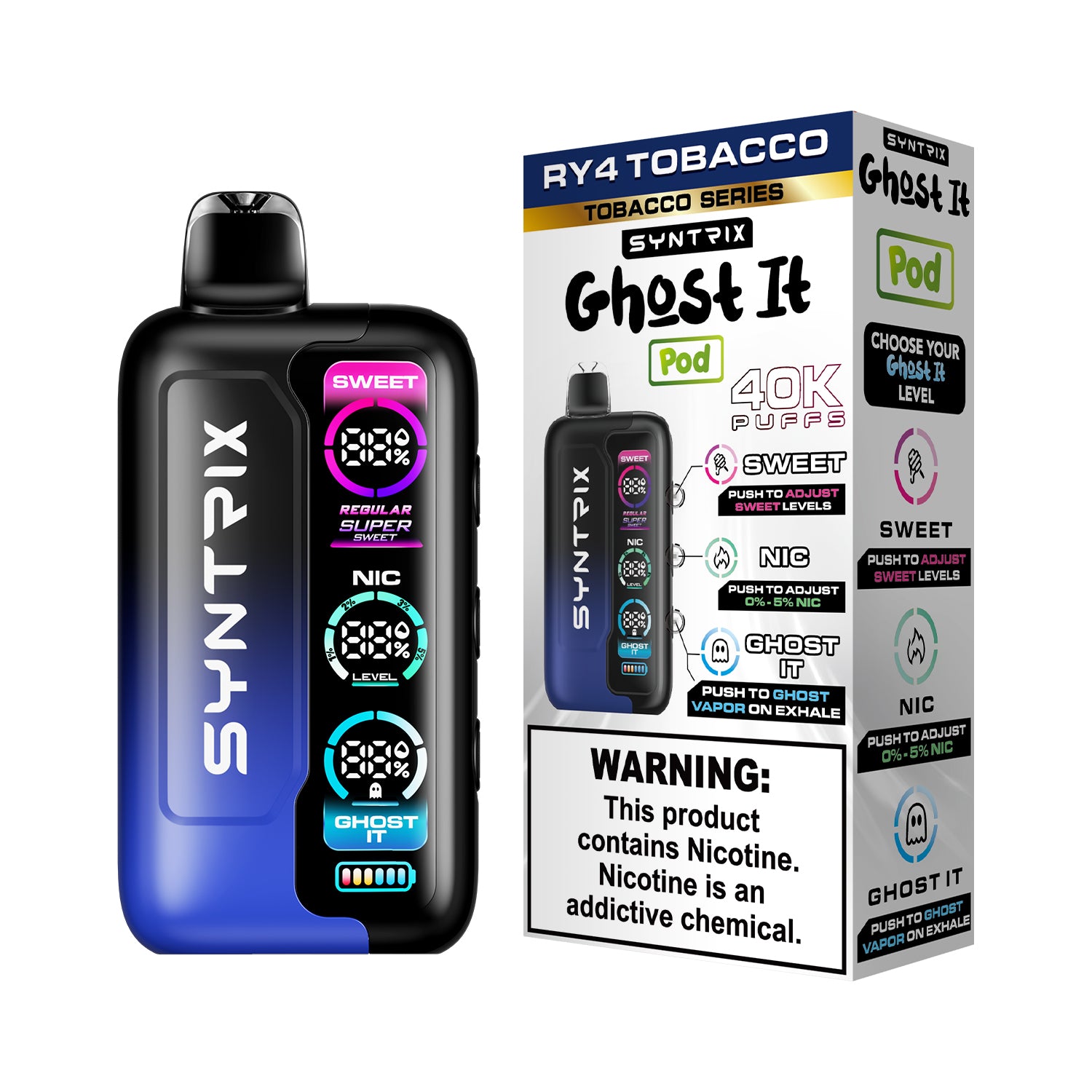 Syntrix Ghost It 40K Puffs Disposable Vape Long Lasting - RY4 Tobacco