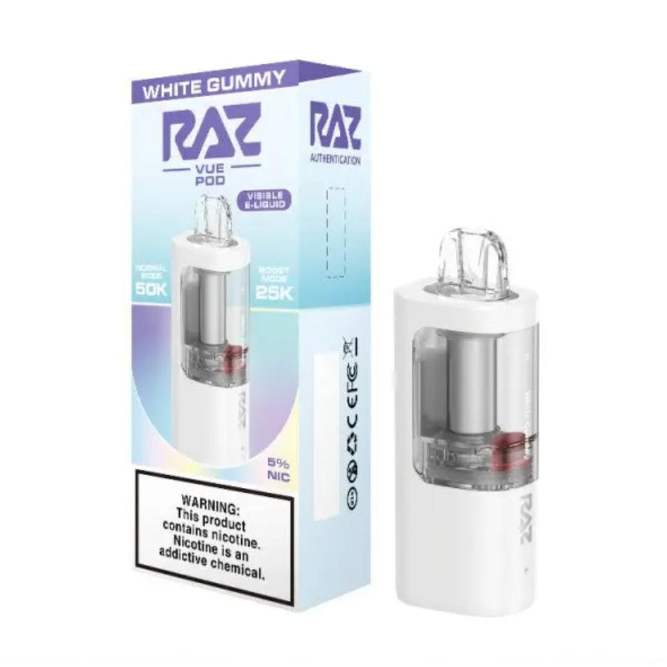 White Gummy Replacement Pod Cartridge for Raz VUE 50K