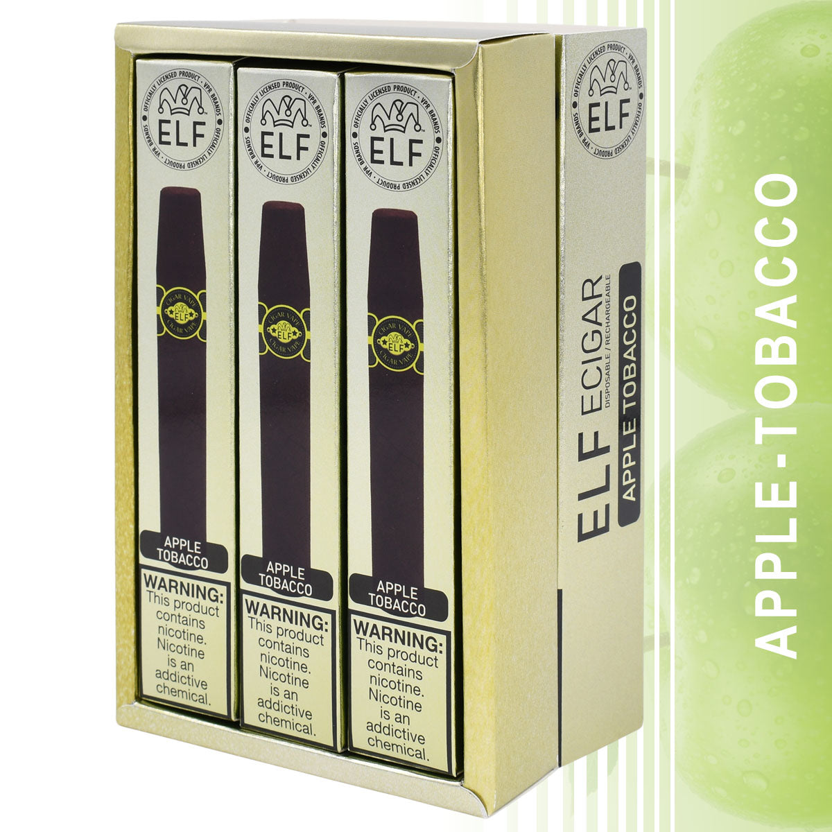3-Pack Disposable E-cigars Apple Tobacco Cigar Vape Flavor