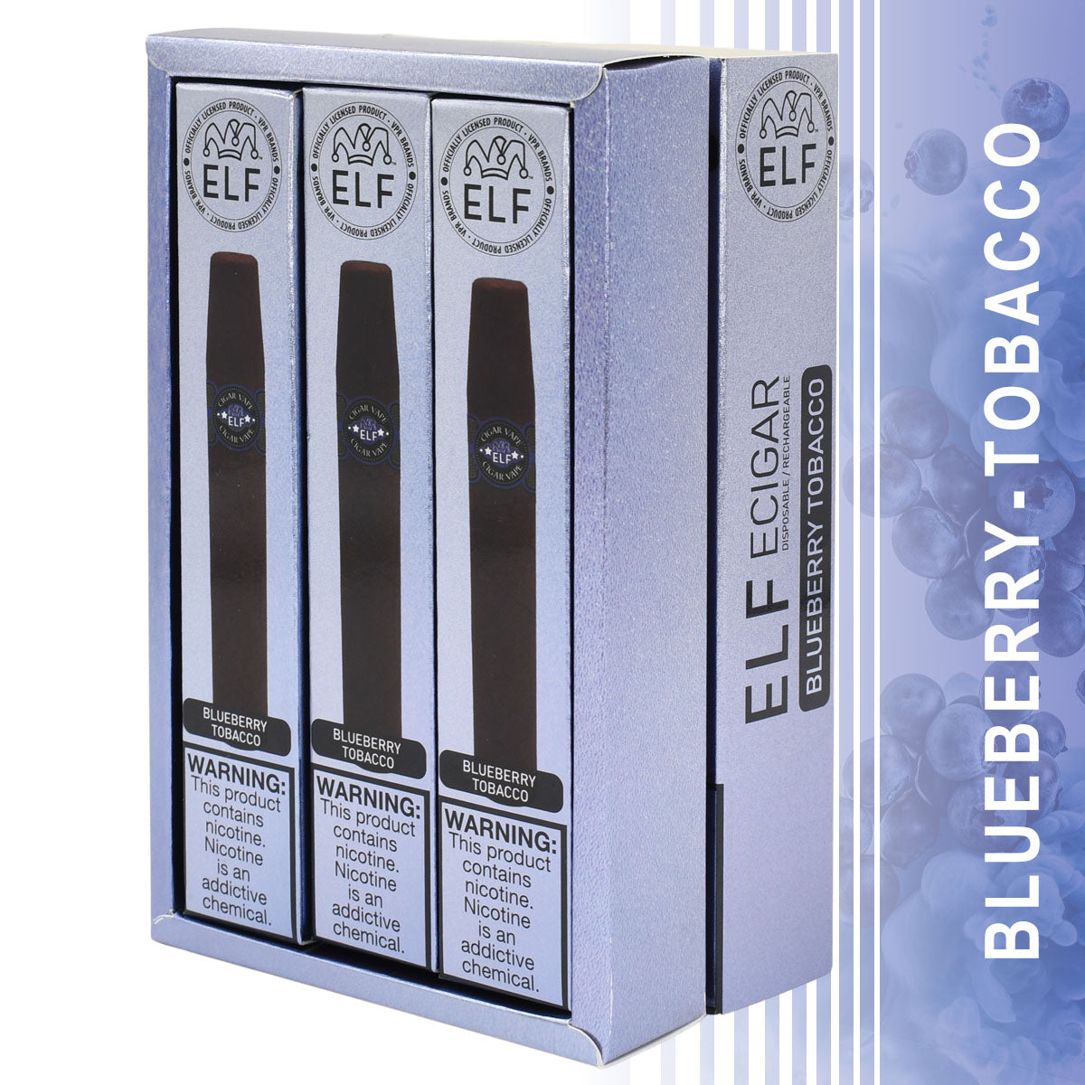 3-Pack Disposable Vape Cigars Blueberry Tobacco Flavor