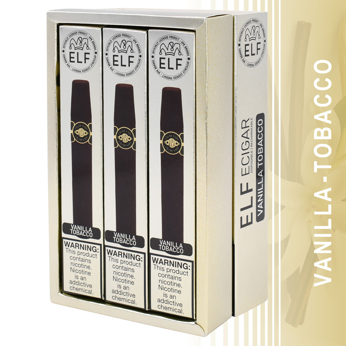 3-Pack Vanilla Tobacco Flavor Vape Cigars Disposables