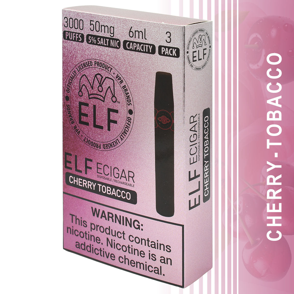 Cherry Tobacco Cigar Vape Flavor 3-Pack Ecigars Box