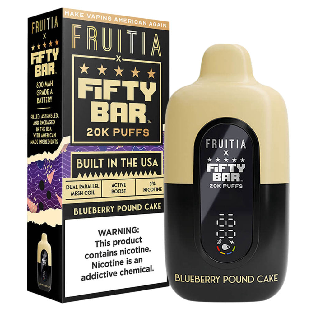 Blueberry Pound Cake Flavor Fruitia Fifty Bar Vape