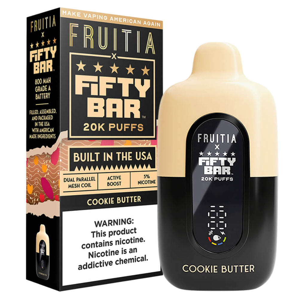 Cookie Butter Flavor Fruitia Fifty Bar Vape