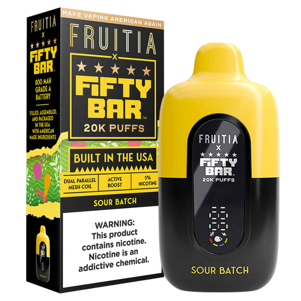 Sour Batch Flavor Fruitia Fifty Bar Vape