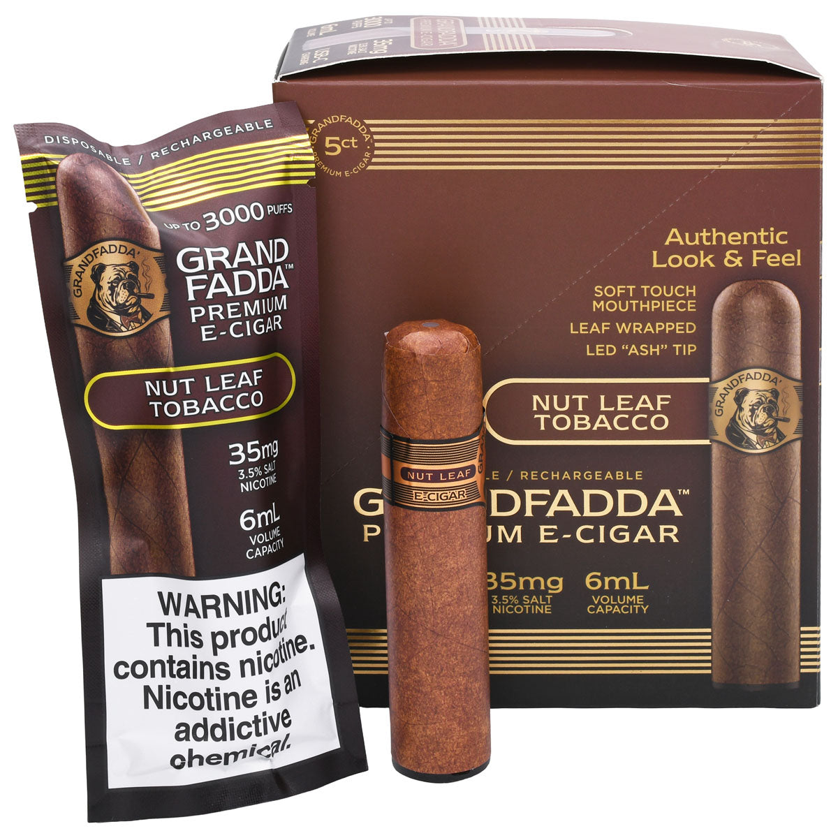 Nut Leaf E-Cigar 5-Pack | Grandfadda Gordo
