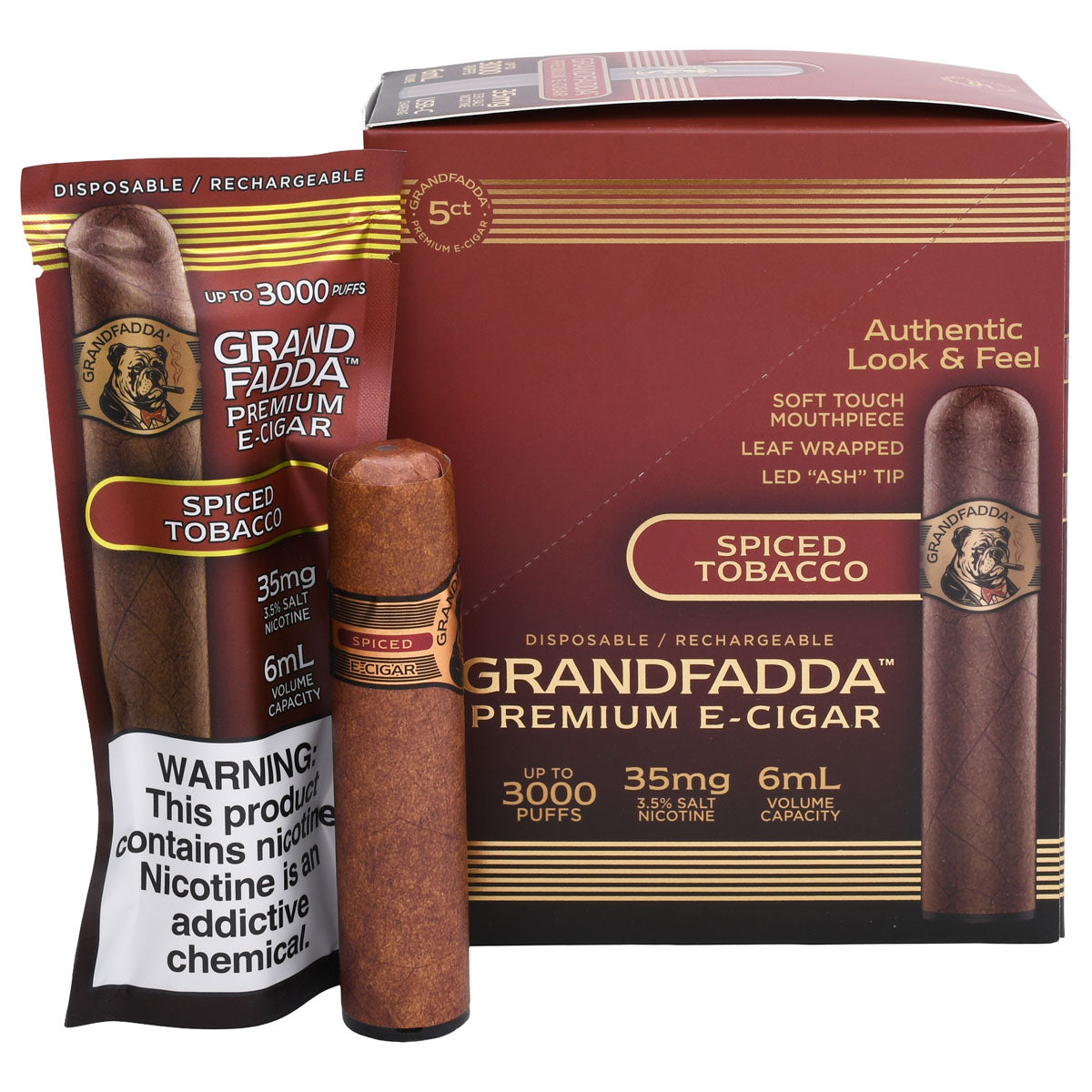 Spiced Tobacco E-Cigar 5-Pack | Grandfadda Gordo
