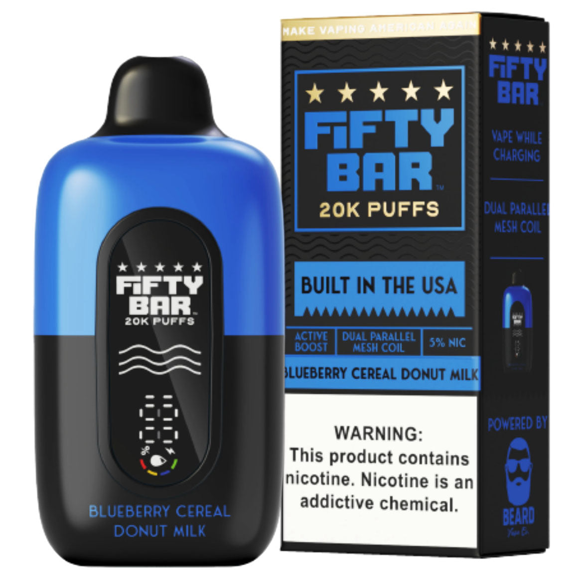 Blueberry Cereal Donut Milk - Fifty Bar vape flavor