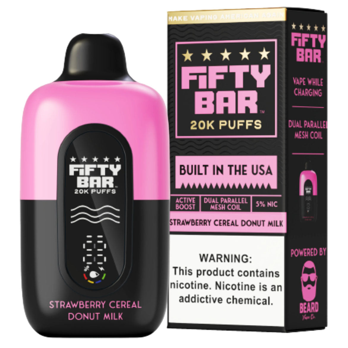 Strawberry Cereal Donut Milk - Fifty Bar vape flavor