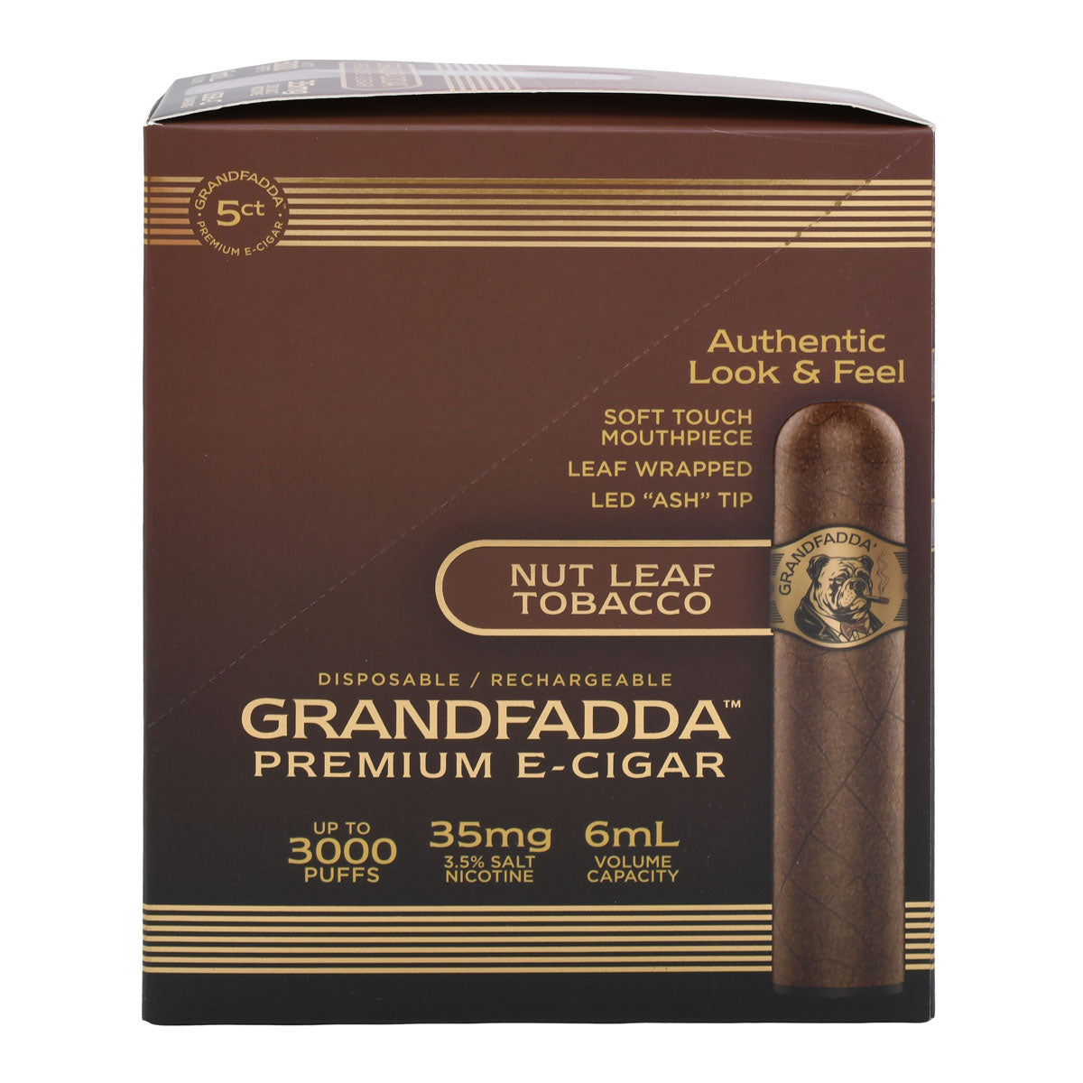 5-Pack Retail Box | Nut Leaf E-Cigar Grandfadda Gordo