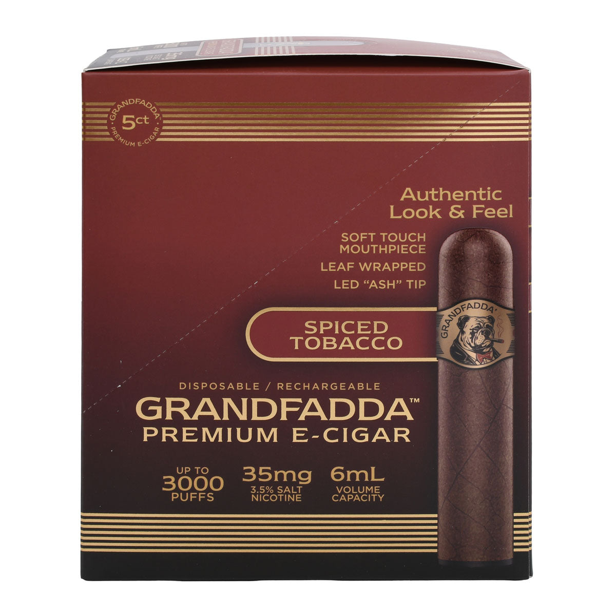 E-Cigar 5-Pack Box | Spiced Tobacco Grandfadda Gordo