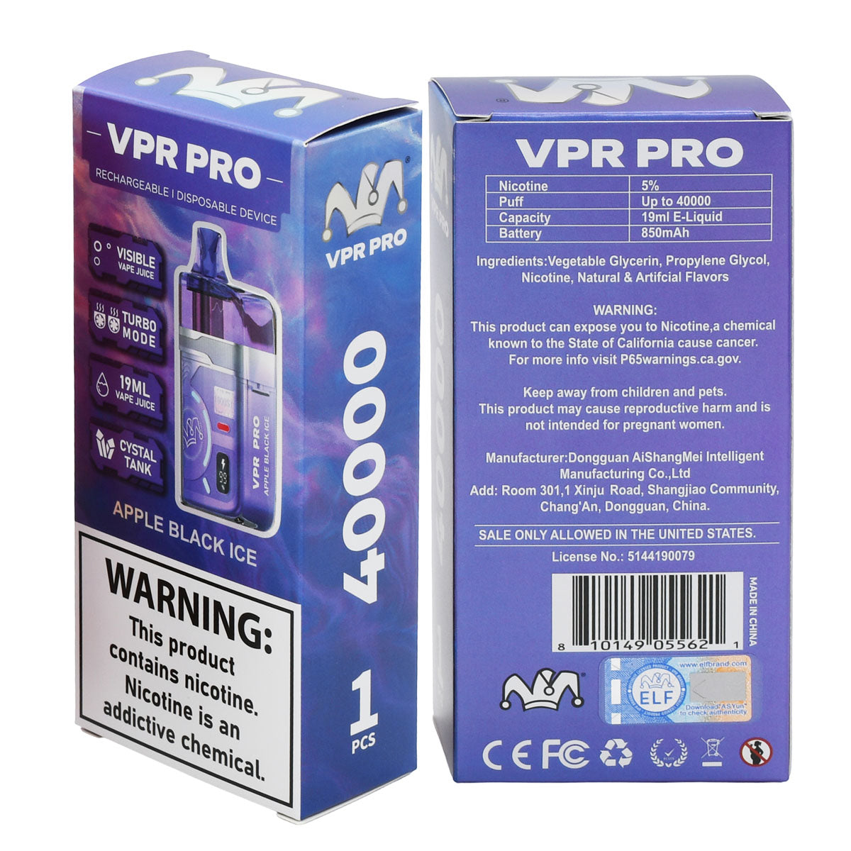 Apple Black Ice ELF40K box