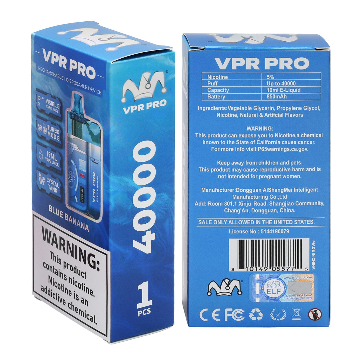 Blue Banana ELF 40K Packaging Box