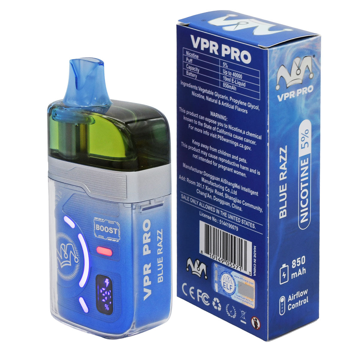 Blue Razz 40K disposable unit box