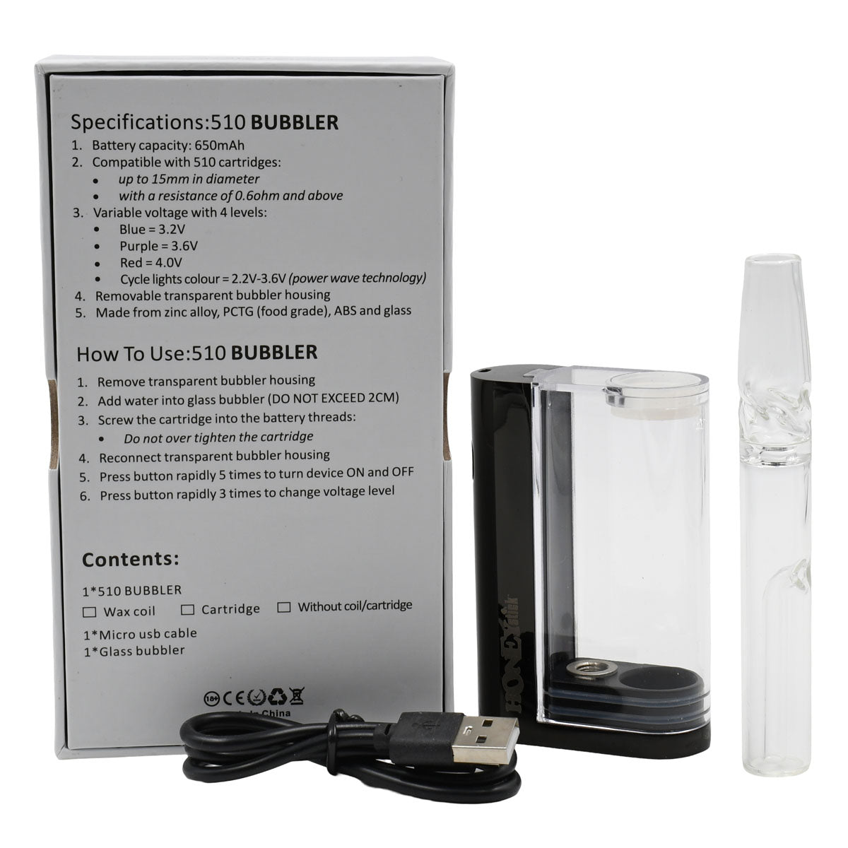 Bubbler Vape Pen Battery for 510 Carts