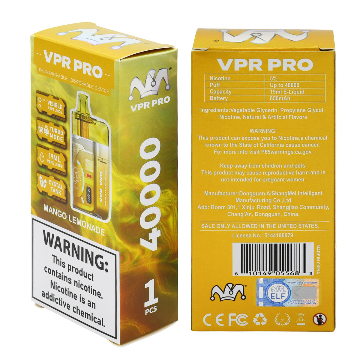 mango-lemonade VPR40K unit packaging box