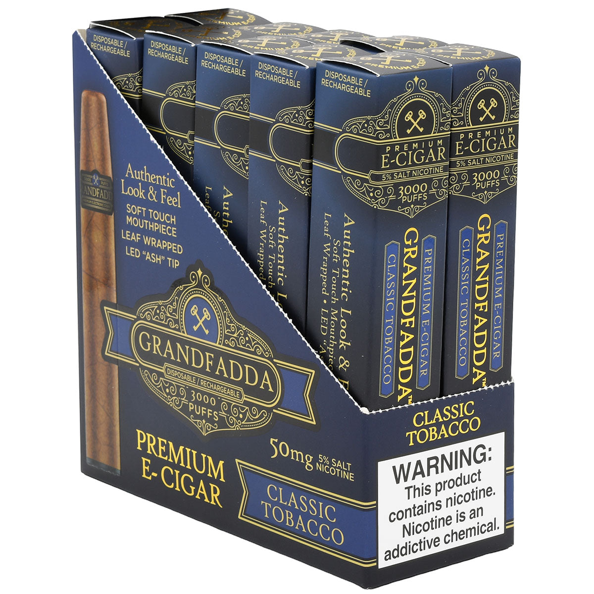 Grandfadda 10-Pack Classic Tobacco E-Cigars
