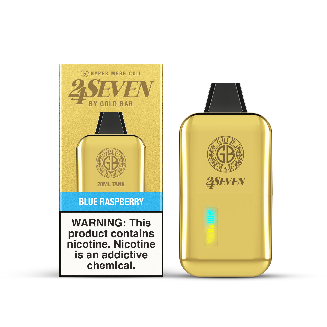 24Seven Gold Bar Vape Disposable 24K - Blue Raspberry