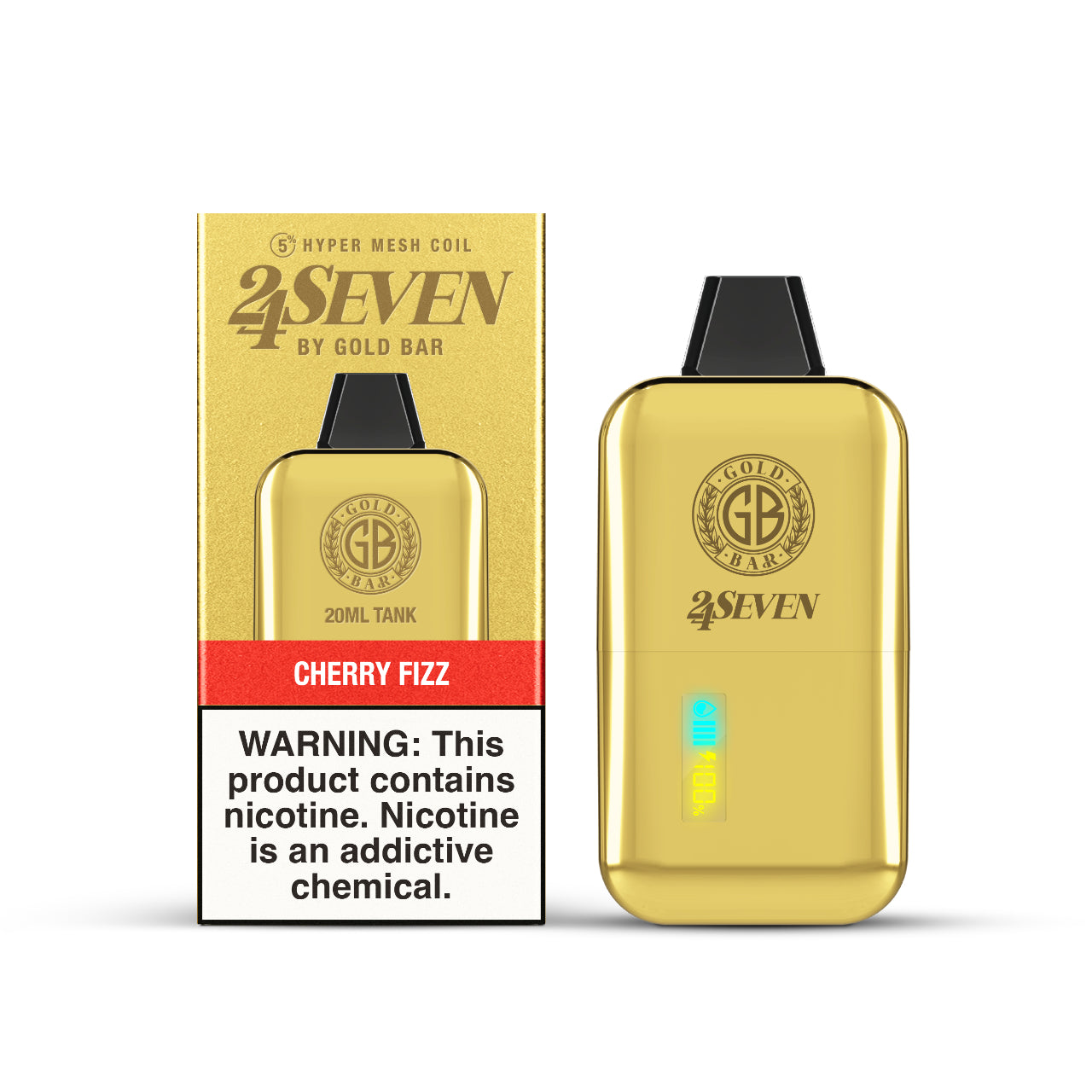 24Seven Gold Bar Vape Disposable 24K - Cherry Fizz