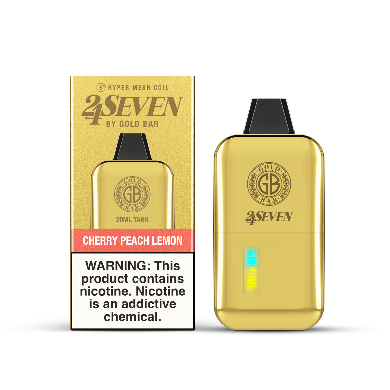 24Seven Gold Bar Vape Disposable 24K - Cherry Peach Lemon