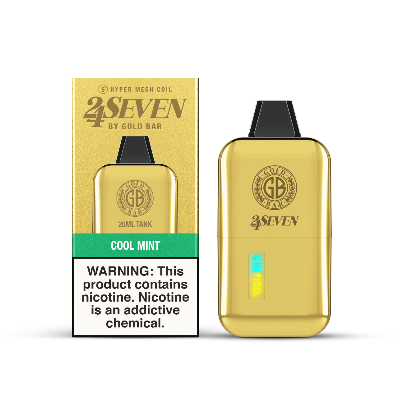 24Seven Gold Bar Vape Disposable 24K - Cool Mint