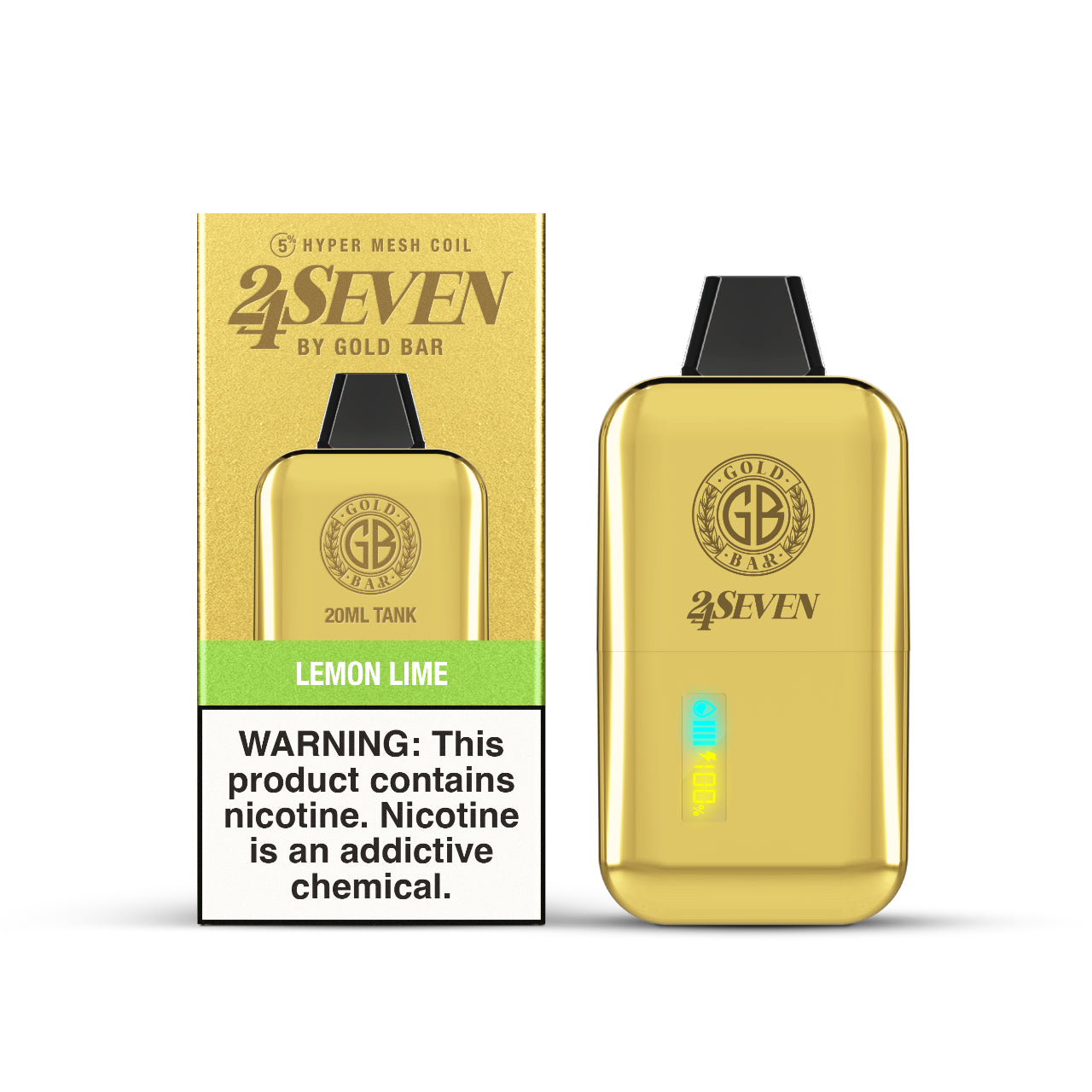 24Seven Gold Bar Vape Disposable 24K - Lemon Lime