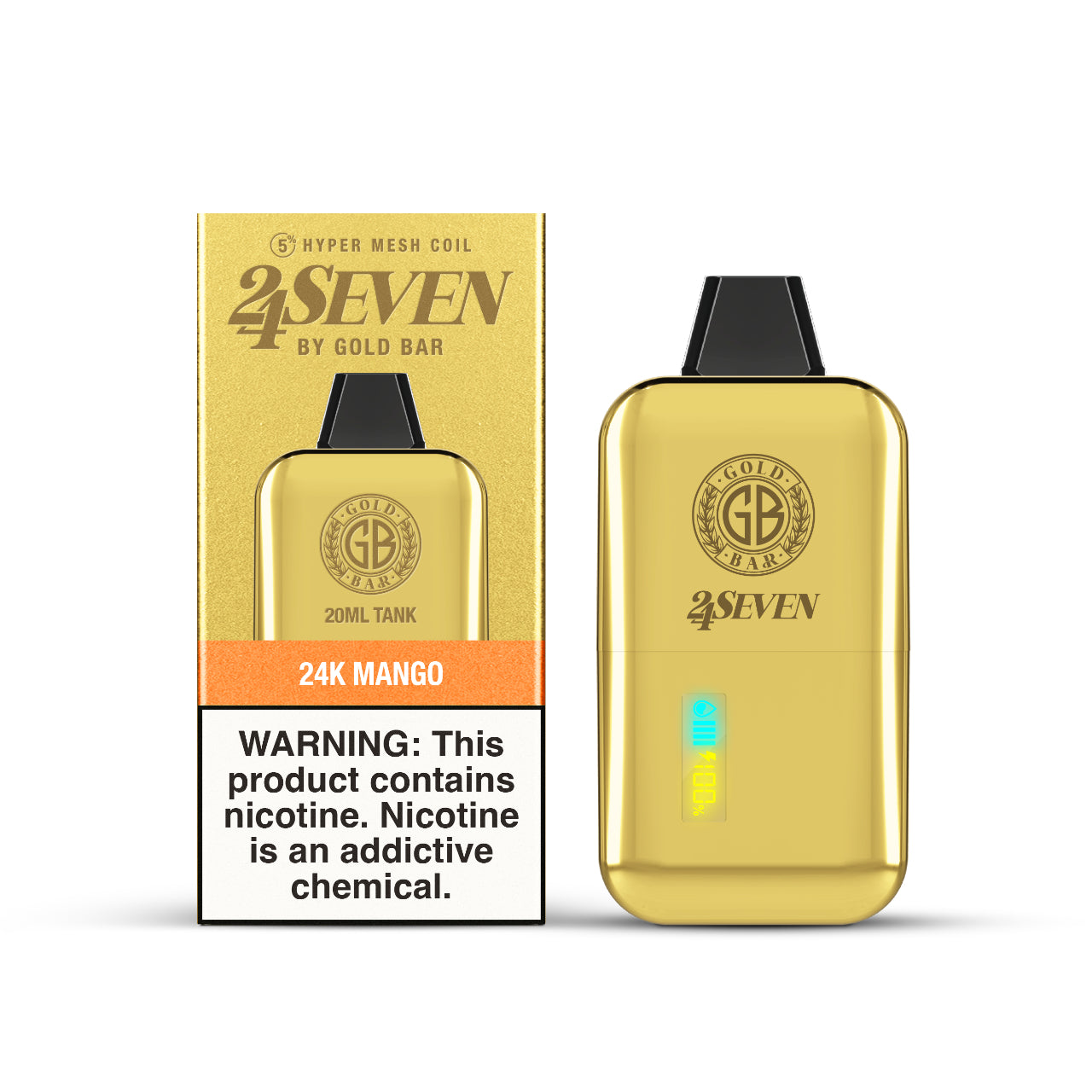 24Seven Gold Bar Vape Disposable 24K - Mango