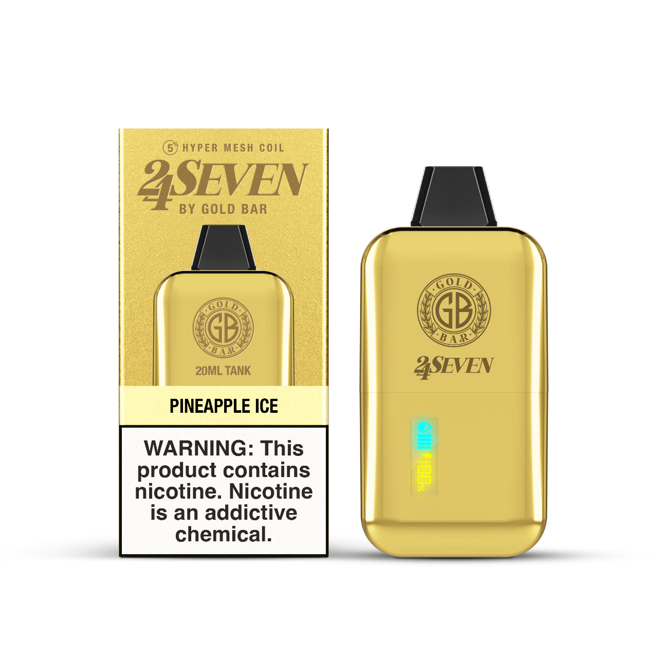 24Seven Gold Bar Vape Disposable 24K - Pineapple Ice