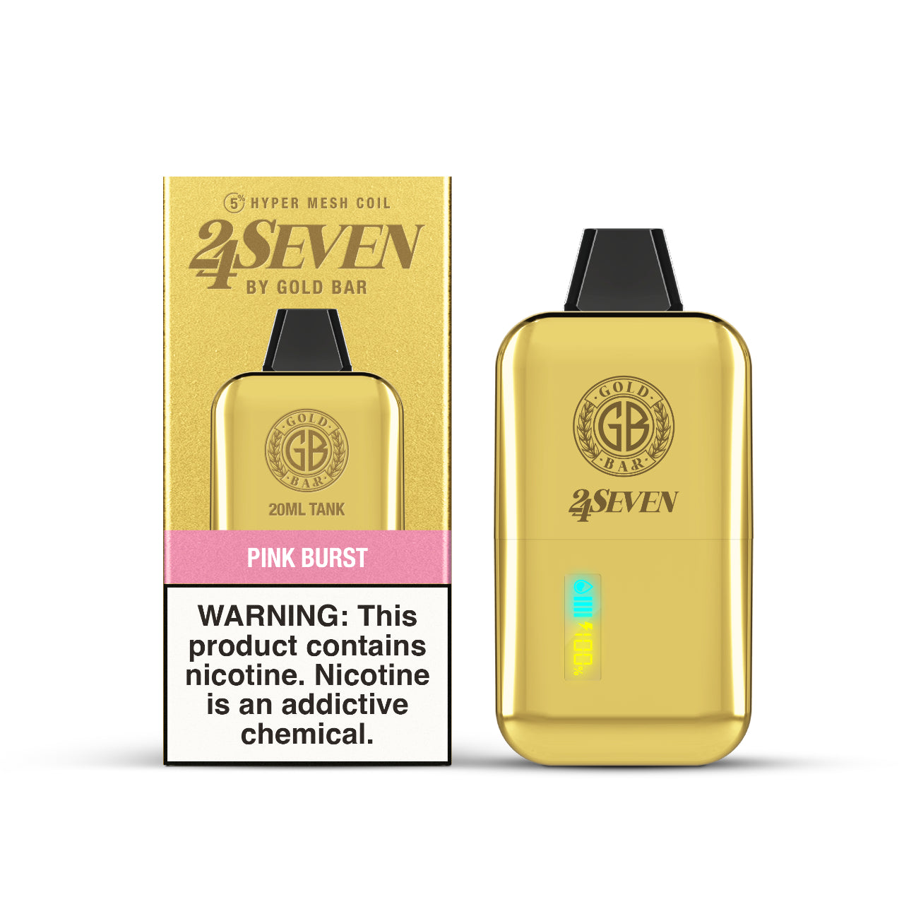 24Seven Gold Bar Vape Disposable 24K - Pink Burst