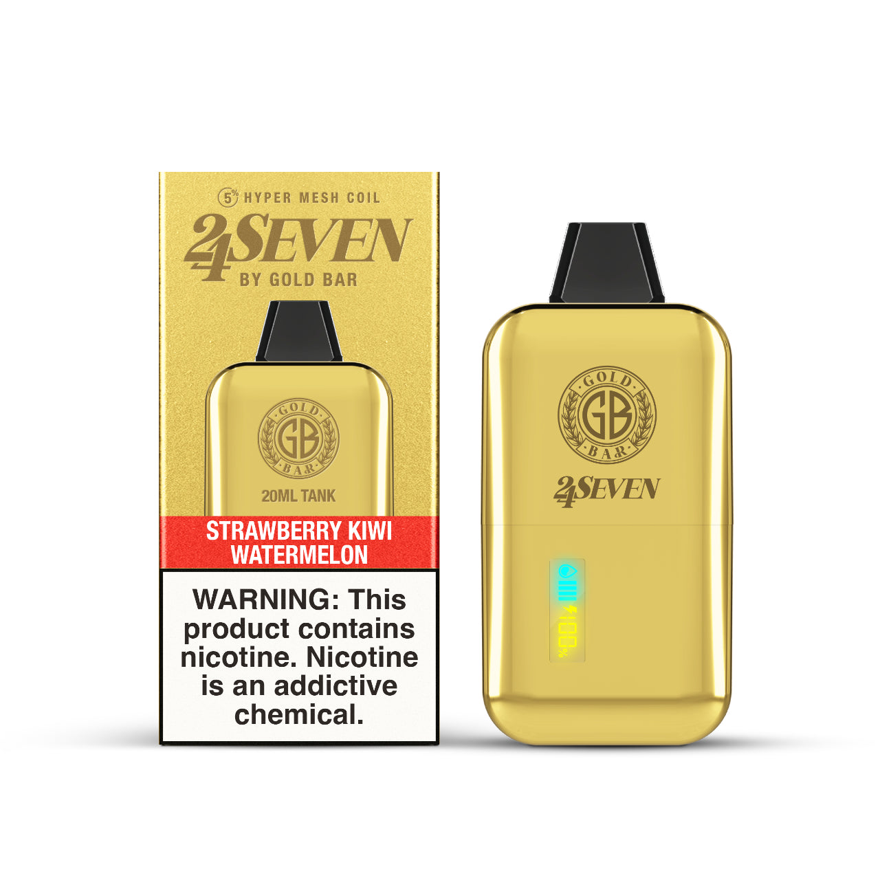 24Seven Gold Bar Vape Disposable 24K - Strawberry Kiwi Watermelon