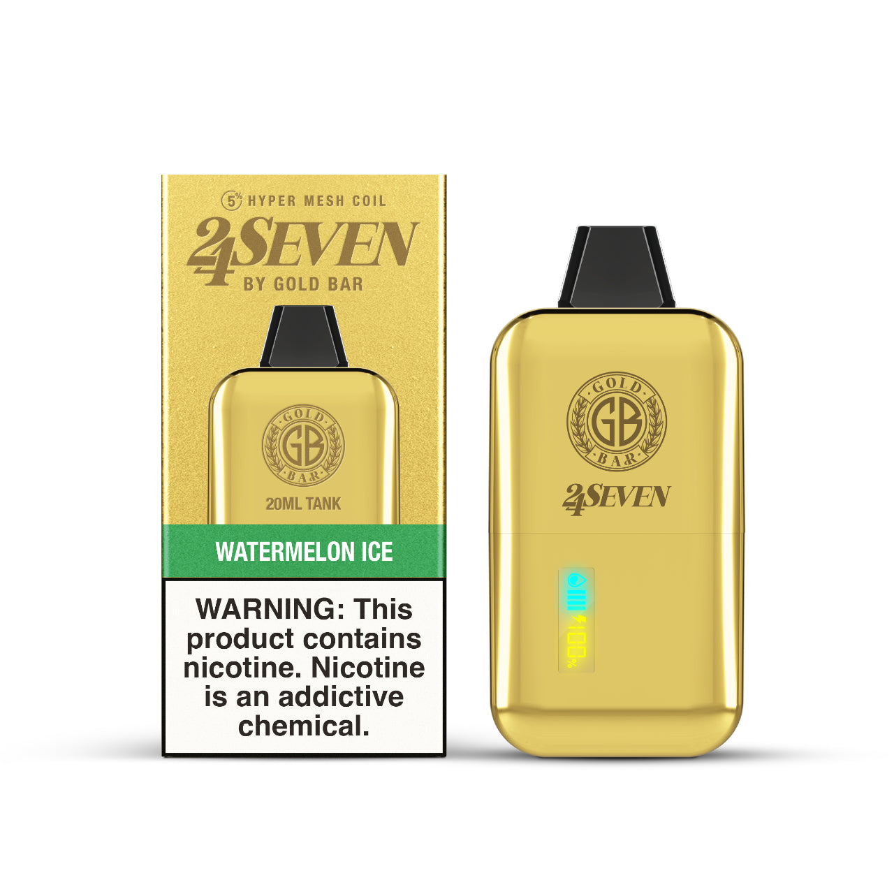 24Seven Gold Bar Vape Disposable 24K - Watermelon Ice