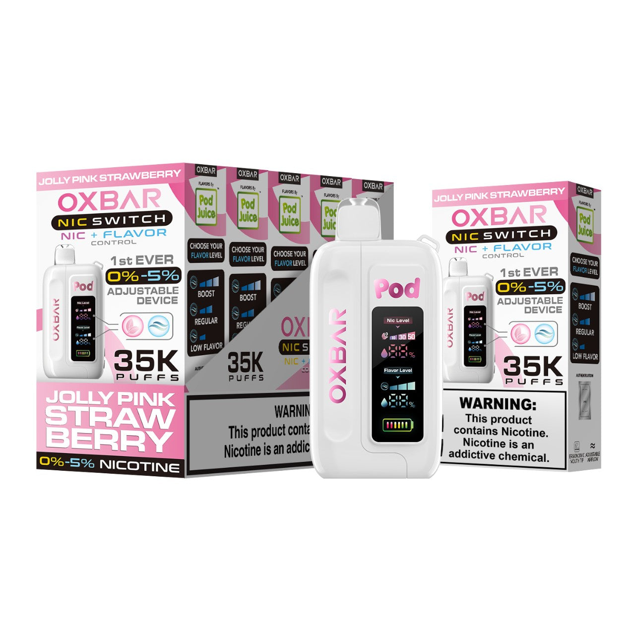 OXBAR NIC Switch Pod Juice Disposable Vape 35K - Jolly Pink Strawberry
